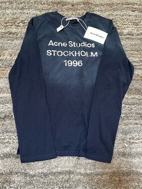 Acne Studios Black Long Sleeve 'Stockholm 1996' Logo Tee